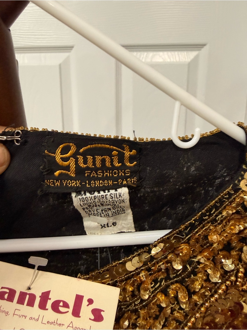Regency Black Beaded Evening Dress with Gold Embellishment - Picture 7 of 8